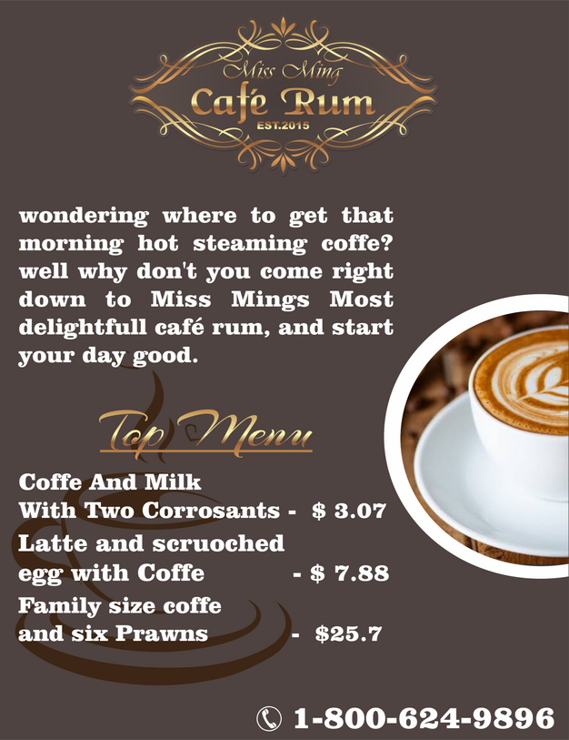 A client from Texas who owns a cafe Rum sought my design skills in their brand development and publicity in brand development.